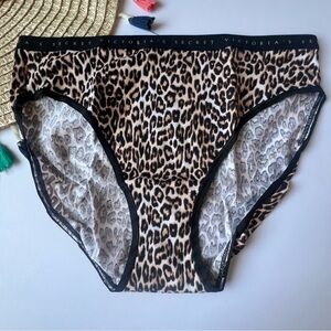 Victoria's Secret Stretch Cotton High-Leg Brief Panty Marzipan Leopard S NEW